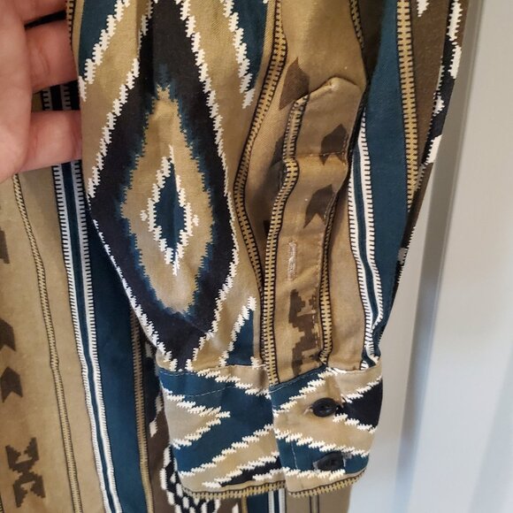 Vintage Roper Men's Aztec Print Long Sleeve Western Shirt Made in the USA 3XT - Picture 6 of 8